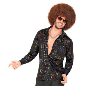 W WIDMANN MILANO Party Fashion - Chemise disco années 70 pour hommes, chemise de costume rétro pour le carnaval, fêtes à thème