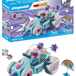 Playmobil 71635 Jeune Fille Licorne et Kart Funstars - Comprend Un Personnage, Un Kart avec Moteur rétractable Ainsi Que des Accessoires - Dès 4 Ans