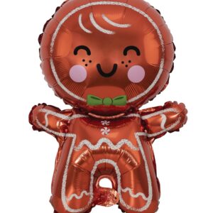 Ballon aluminium bonhomme de pain d'épices - noël