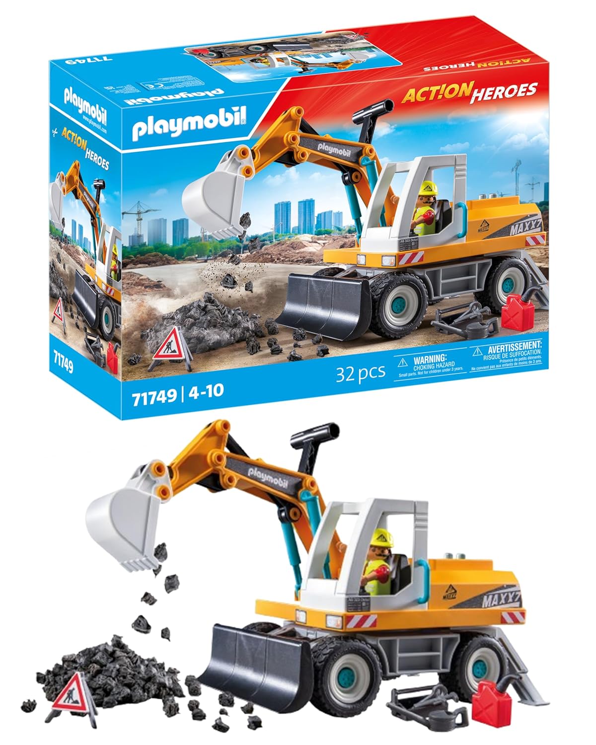 Playmobil | Action Heroes | Grande excavadora | Jouet pour Enfants | Set d'excavatrice | Jouet pour Enfants à partir de 4 Ans | 71749