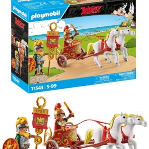 Playmobil 71543 Astérix : Char Romain - Aventure au Temps des Gaulois - Comprend Deux Personnages, Un Char Romain avec Deux Chevaux, des Casques Amovibles, des Bracelets et Une Cape - Dès 5 Ans