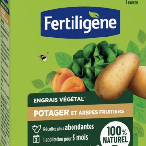 FERTILIGENE FEGPOT12 - Engrais Végétal Potager et Arbres Fruitiers 1,2 kg - Des récoltes plus abondantes - Seulement 1 application en 3 mois - Jusqu'à 24 m² environ -Produit 100% naturel avec zéolite