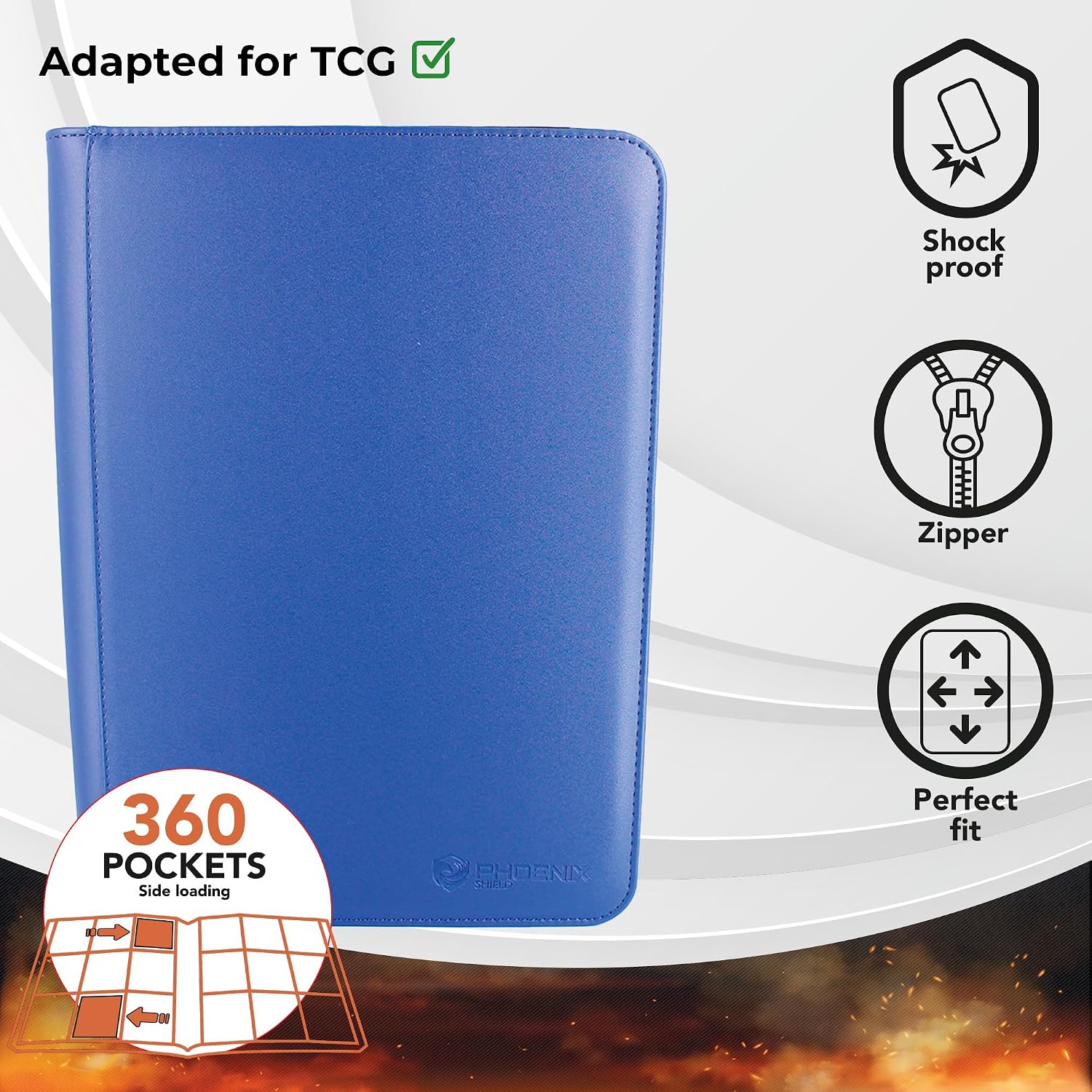 PHOENIX SHIELD Deluxe — Album zip 9 poches 360 cartes Bleu – Image 4