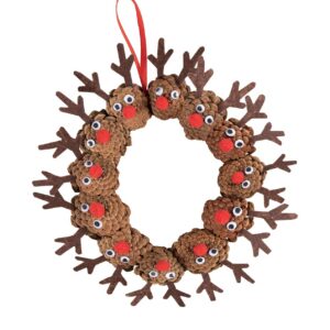 P'TIT Clown - Couronne de Porte de Noël Rennes DIY - À Décorer - Parfaite pour Décor Porte d'Entrée, Sapin, Cheminée, Décoraton Murale Noel - pour Chritsmas, Xmas - 47 cm
