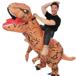 P'TIT CLOWN - 24571 - Costume Gonflable Dinosaure Assis-Dessus - Adulte - Carnaval, Halloween, Fêtes Costumées, EVG - Facile à Enfiler - Gonflage Rapide - Taille Unique - Piles Non Incluses (4xAA)