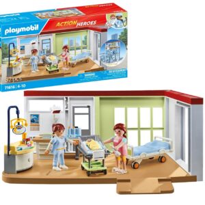 Playmobil 71616 Chambre de maternité - Action Heroes - Comprend Deux Personnages, Un bébé et de Nombreux Accessoires - Dès 4 Ans