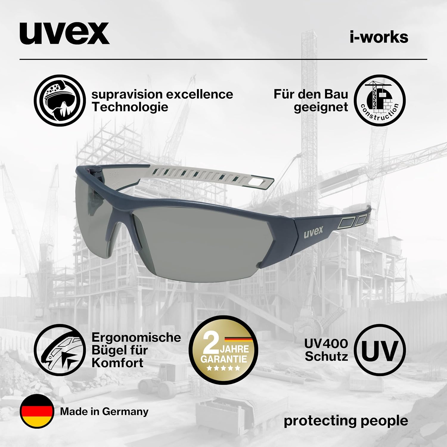 UVEX i-Works — Lunettes de sécurité UV400 antibuée – Image 4