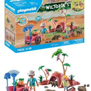 Playmobil 71625 Terriers de Wombats - Wiltopia - Comprend Deux Personnages, Une Monticule de Terre avec abri, des Animaux Ainsi Que des Accessoires - Dès 4 Ans