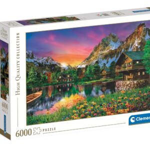 Clementoni | Puzzle 6000 Pièces Lac Alpin pour Adultes 10 Ans+ | Haute Définition | Grand Format 168,6 x 118,4 cm | Scène Montagneuse au Coucher du Soleil | Carton Recyclé | Pièces Remplaçables