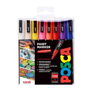 Posca 153544847 Lot de 16 Marqueurs peinture avec encre à base d'eau et pointe ogive, 1,5 mm