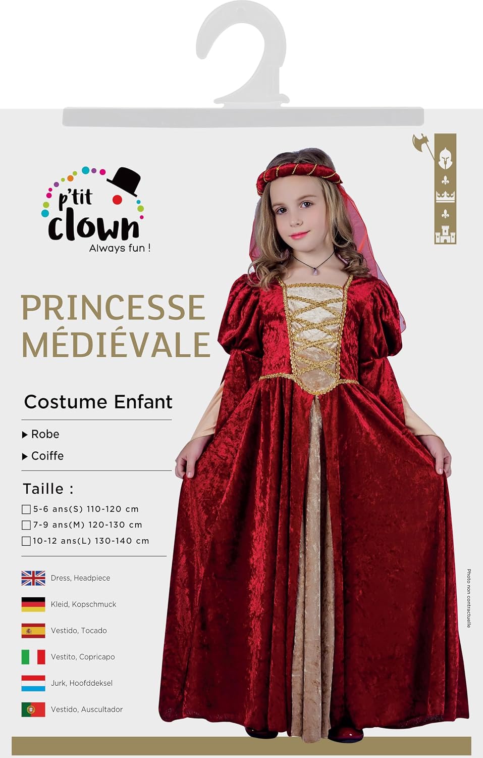 P'TIT CLOWN — Déguisement Princesse Enfant Rouge 10-12 ans – Image 2