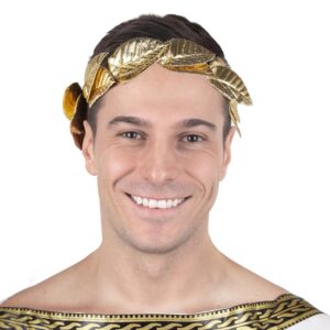 P'TIT CLOWN - 21118 - Couronne de Laurier - Bandeau Grec à Feuilles Dorées - Coiffe Cheveux Romain - Accessoire Déguisement Carnaval, Cosplay, Mariage, Fête Costumée