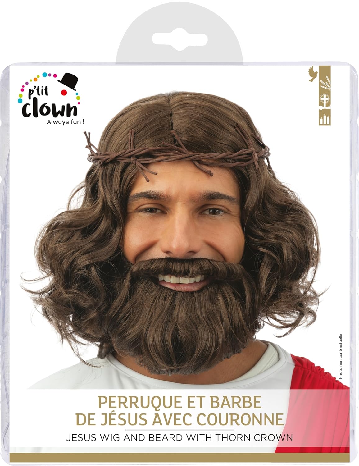 P'TIT CLOWN — Perruque et Barbe de Jésus avec Couronne – Image 3