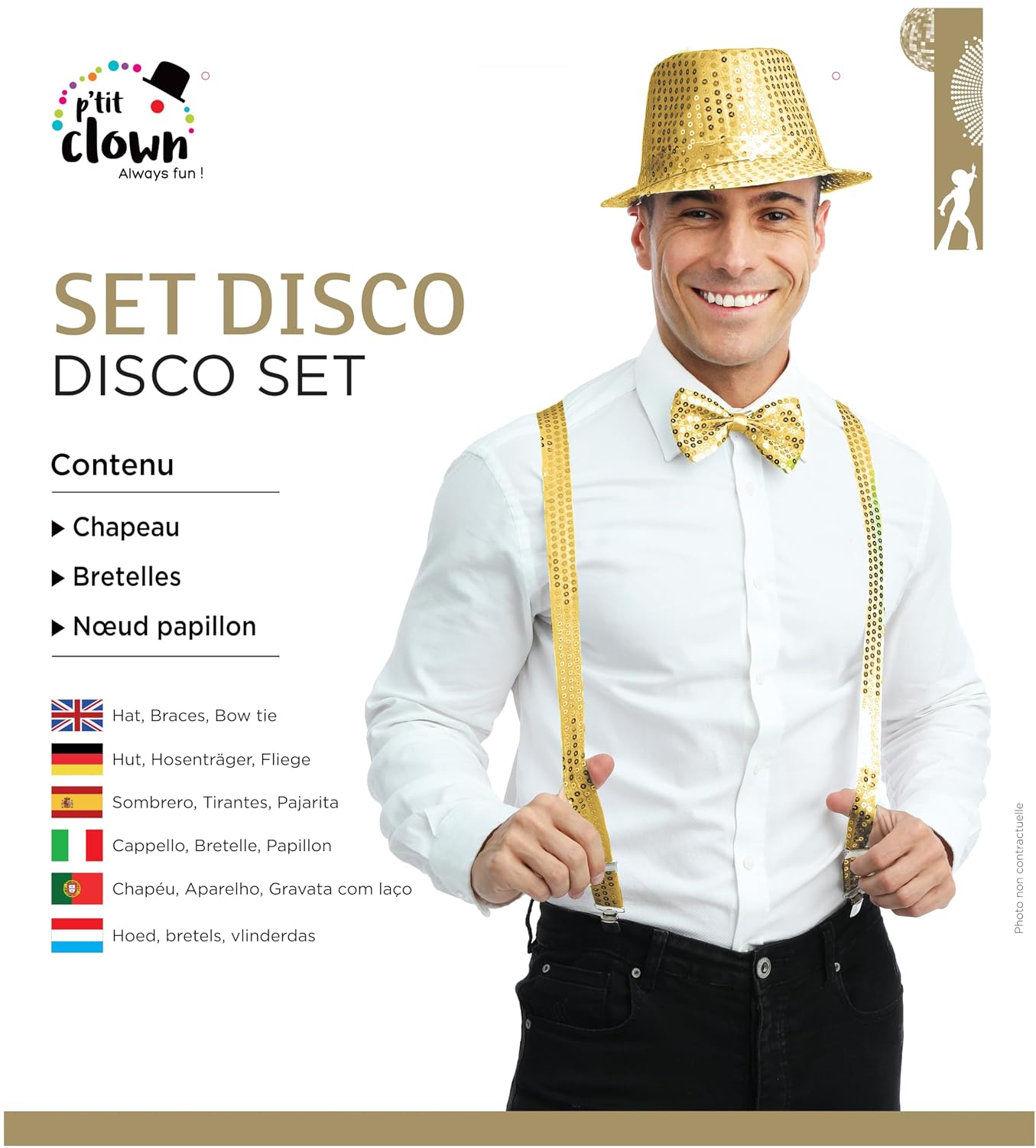 P'TIT CLOWN — Set disco à sequins or taille unique – Image 2