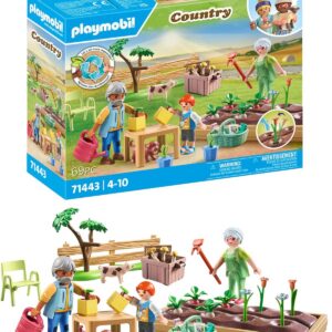 Playmobil 71443 Grands-Parents et Potager - Country - avec 2 Animaux et 3 Personnages - Jouet fabriqué avec Plus de 80% de matériaux recyclés ou biosourcés en Moyenne. Dès 4 Ans