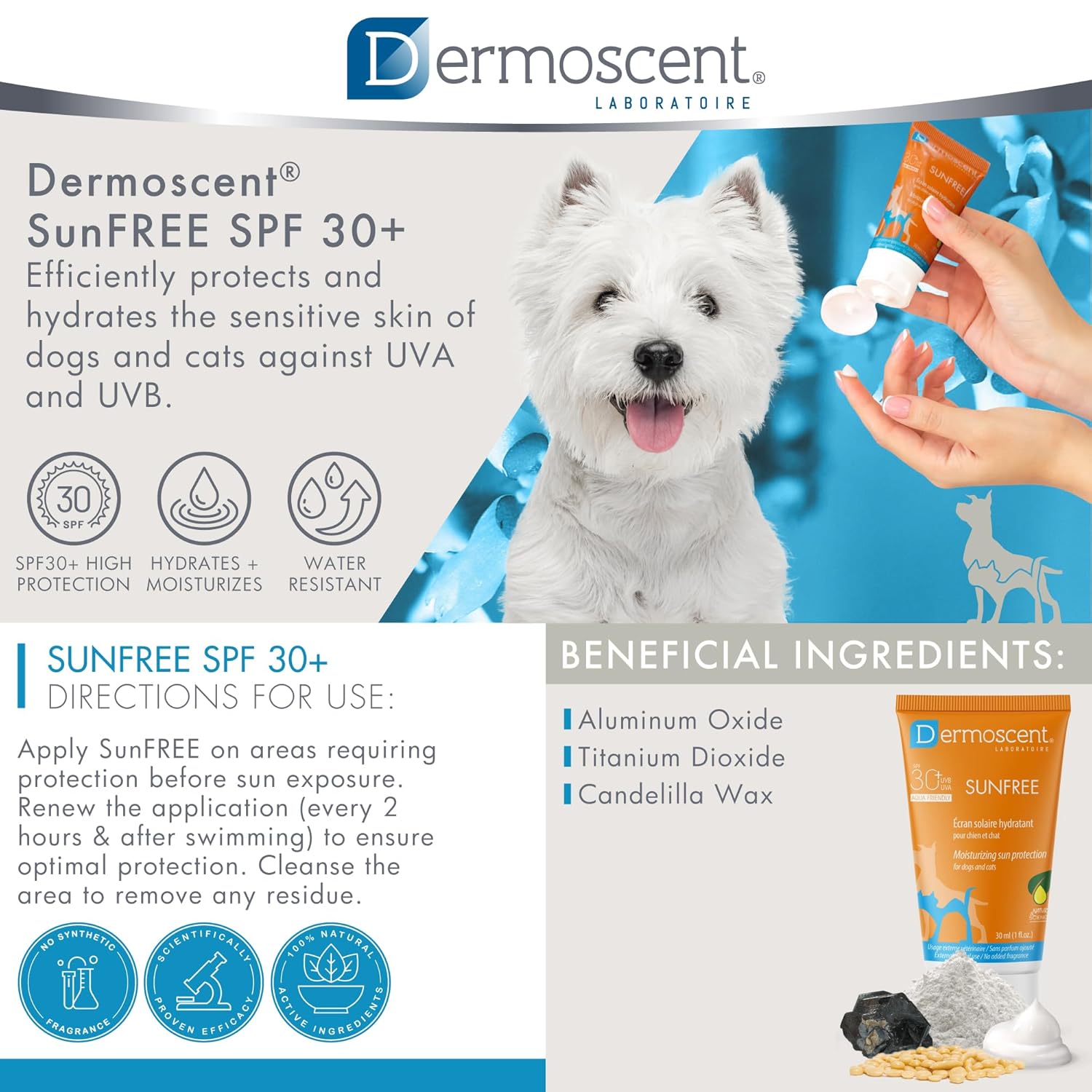 DERMOSCENT SunFREE — Écran Solaire SPF30+ 30 ml Chiens & Chats – Image 2
