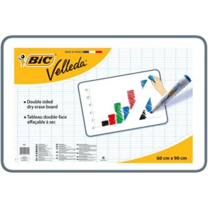 BIC Velleda Tableau Double Face Effaçable à Sec (60 x 90 cm) - Gris, Pack de 1