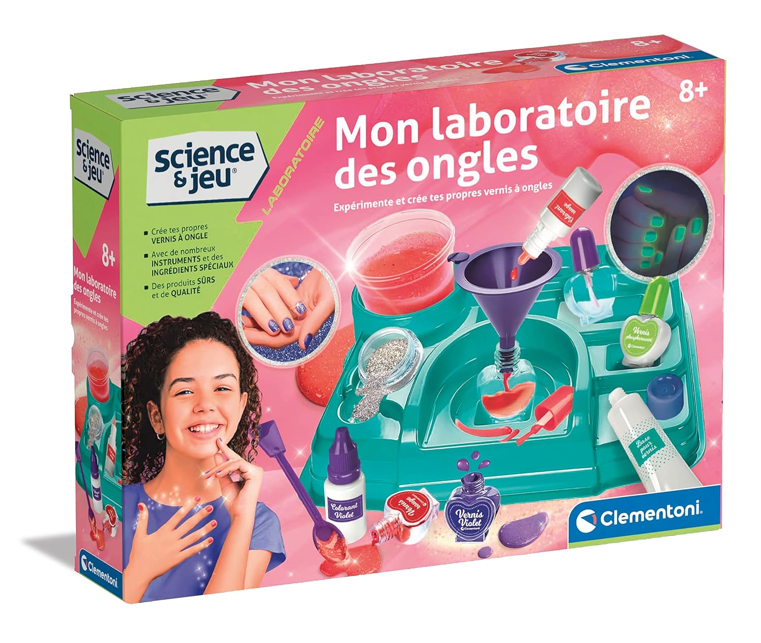 Clementoni - Science et Jeu - Mon Laboratoire des Ongles - Jeu Créatif - Crée Tes Vernis à Ongles - Nombreux Instruments et Ingrédients - pour Enfants à Partir de 8 Ans