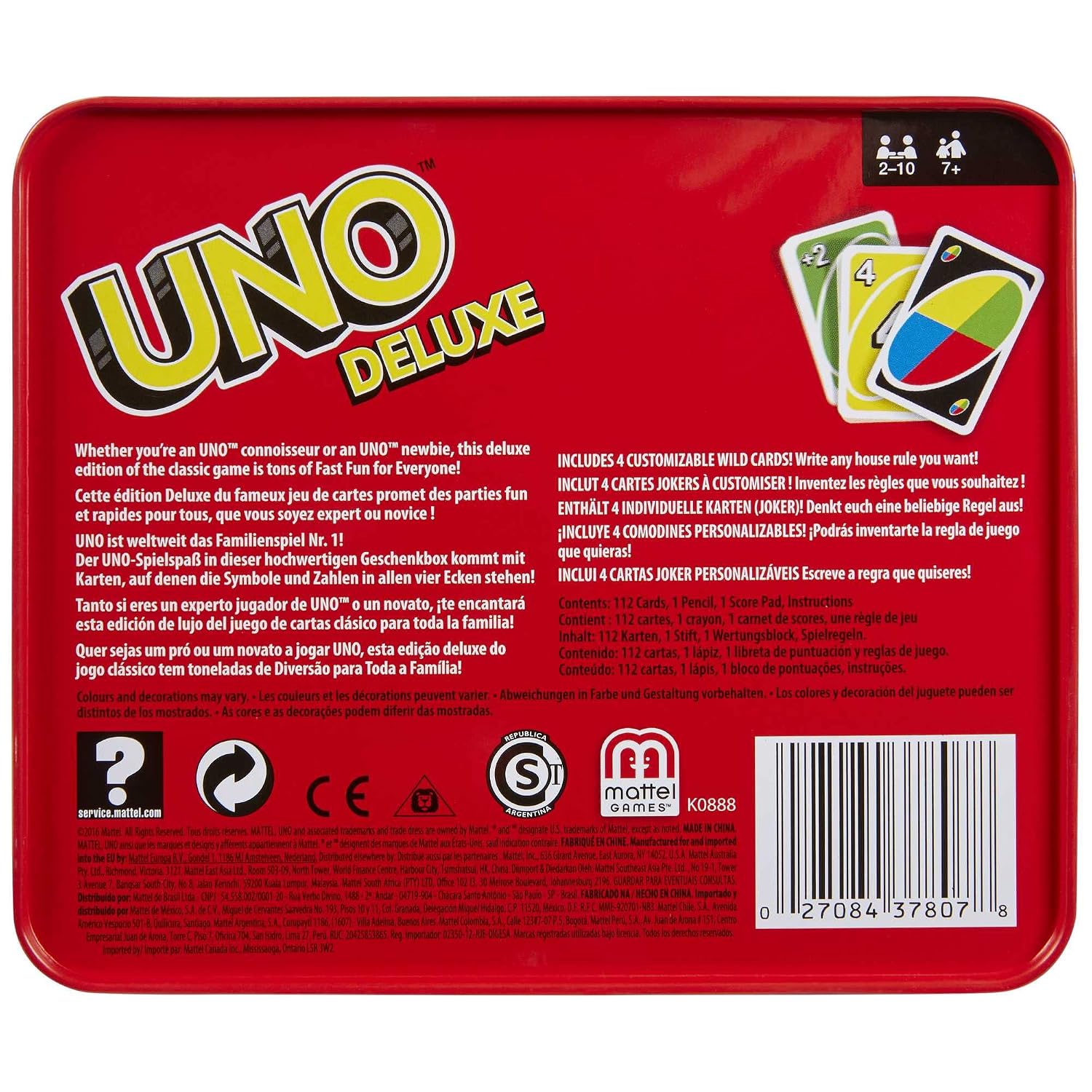 MATTEL Games UNO Deluxe — Jeu de Cartes Familial 2 à 10 joueurs – Image 3