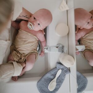 Alternative view of MUSHIE — Lot de 2 Gants de Bain en Coton Bleu