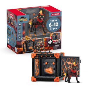 Schleich ELDRADOR Creatures | BattleCave Hyène de Lave 42674 | Set avec Battle Cave ELDRADOR, Monstre, Mur de tir et Cristal | Caves empilables pour créer Une arène | Jouet dès 7 Ans | 27 pièces