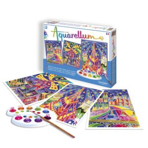 SentoSphère - AQUARELLUM - PARIS BY NIGHT - Kit peinture - Peinture Aquarellable Magique - A partir de 7 ans - fabriqué en France
