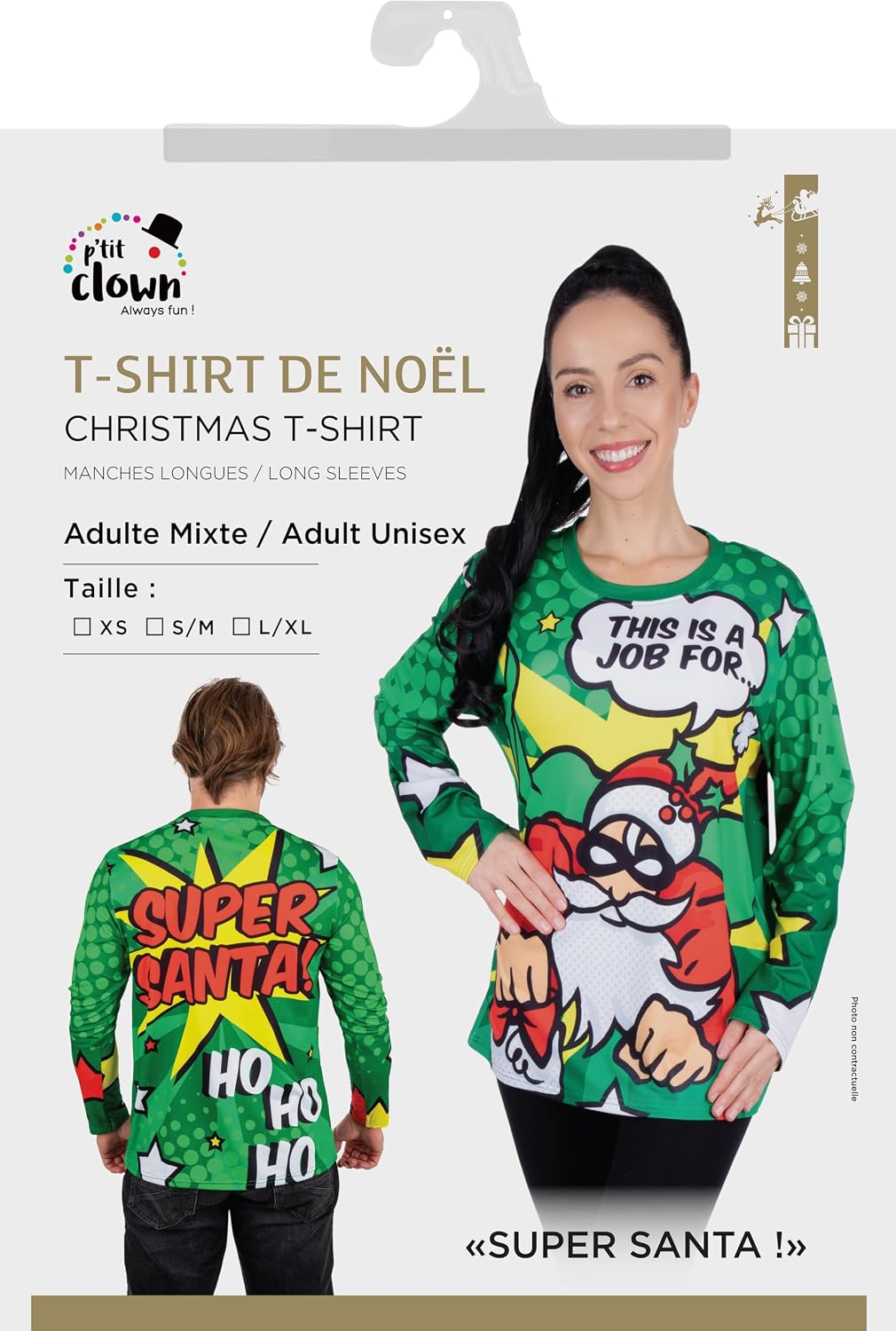 P'TIT CLOWN — T-shirt de Noël Adulte Super Santa Claus L – Image 3