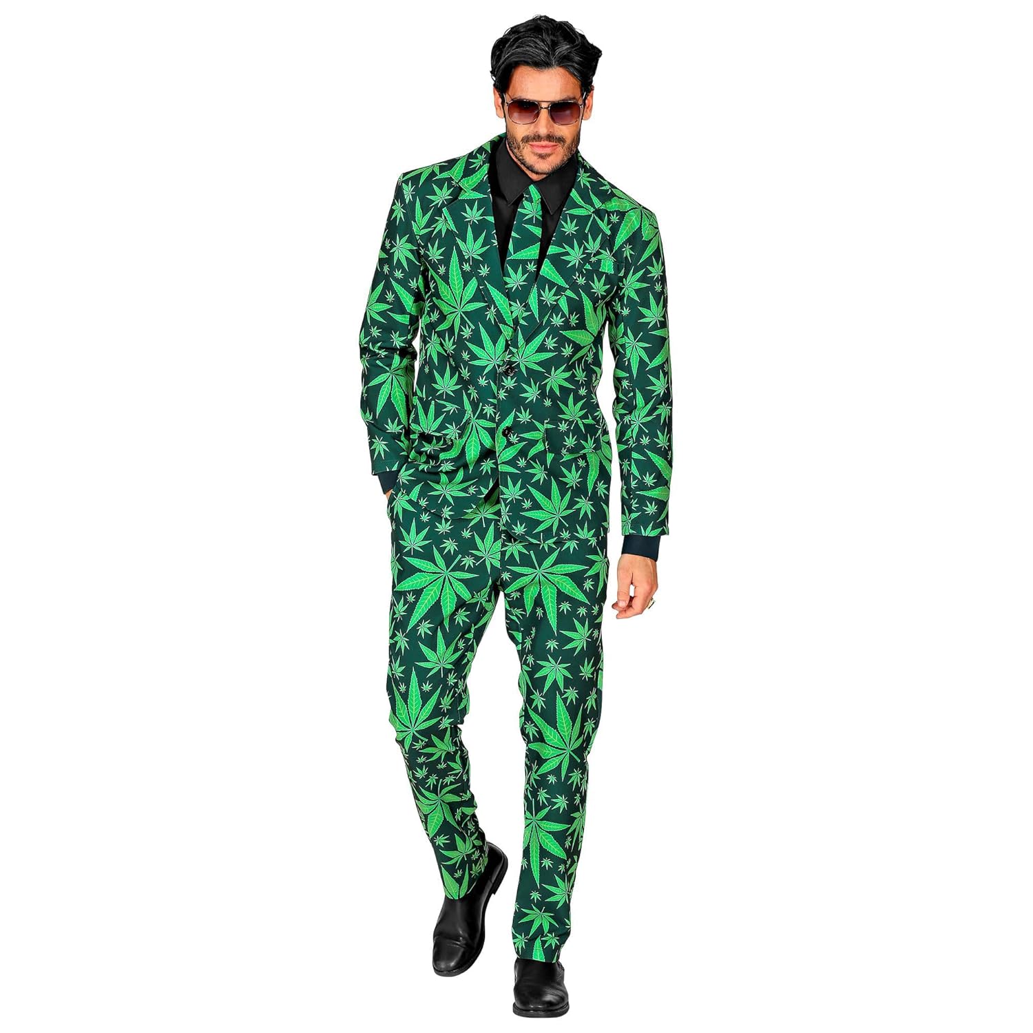 W WIDMANN MILANO Party Fashion - Costume Ganja Style, costume feuilles de chanvre, cannabis, marijuana, tenue de festival, déguisements de carnaval