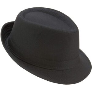P'tit Clown - 40389 - Chapeau Borsalino - Look Mafia, Gangster, Années 20 - Accessoire de Déguisement - Pour Carnaval, Fêtes à Thèmes, Soirées Costumées, Halloween, Nouvel An - Adulte - Tissu Noir