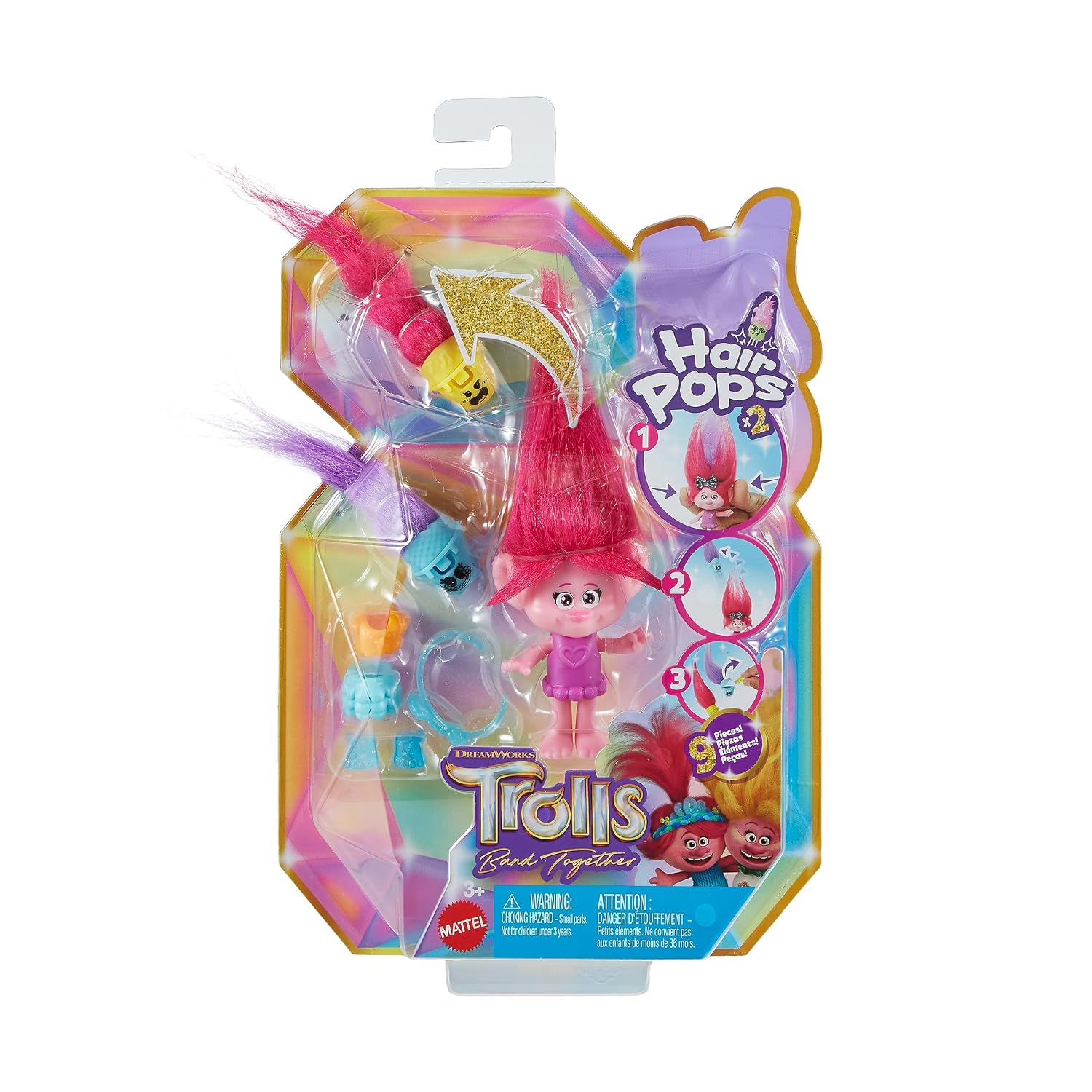 MATTEL Trolls 3 — Figurine Poppy Hair Pops avec accessoires – Image 5