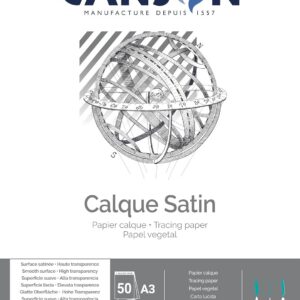 CANSON Bloc calque satin, 90/95 g/m2, 50 feuilles, A3 surface satinée (200757202)