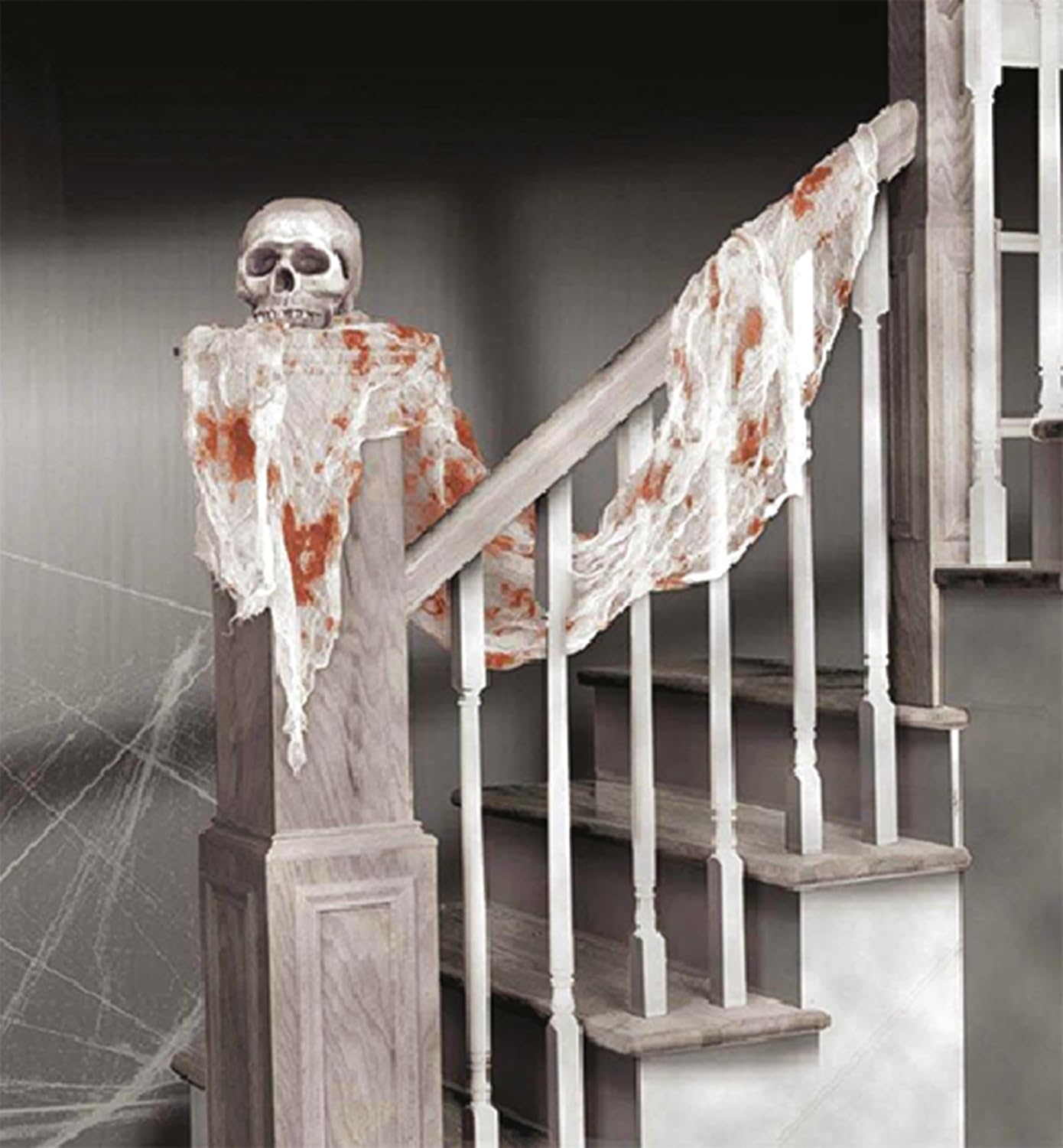 P'TIT Clown - 40007 - Tissu Déco Ensanglanté - 450 x 61 cm - Décoration Halloween Sanglante - Bloody - Accessoire Effrayant pour Maison Hantée - Atmosphère de Terreur