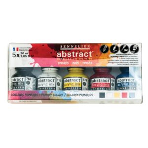 Sennelier Lot d'encre acrylique abstraite, comprend des flacons d'encre de 5 à 30 ml, couleurs primaires (10-134220-00)