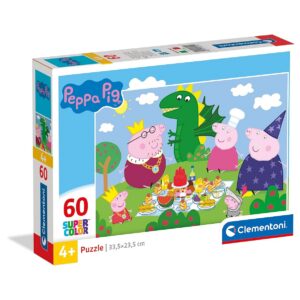 Clementoni | Puzzle Peppa Pig Supercolor pour Enfants 4 Ans+ | 60 Pièces | Motricité Observation | Jeu Calme et Éducatif | Carton Recyclé | Pièces Remplaçables | Jeu sans Ecran | Ideé Cadeau