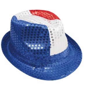 P'TIT CLOWN - Chapeau - Bleu Blanc Rouge - Parfait pour supporter la France lors des Célébrations et Événements Sportifs - Polyester - Plusieurs Modèles (Chapeau borsalino à sequins)