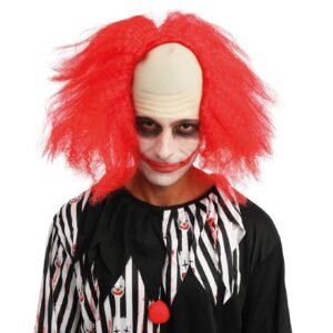 P'TIT CLOWN - 85130 - Perruque Clown Dégarni - Rouge - Cheveux Synthétiques - Parfaite pour Compléter Déguisement d'halloween, Carnaval, Fêtes Costumées et Évènements à Thème - Sans Colle