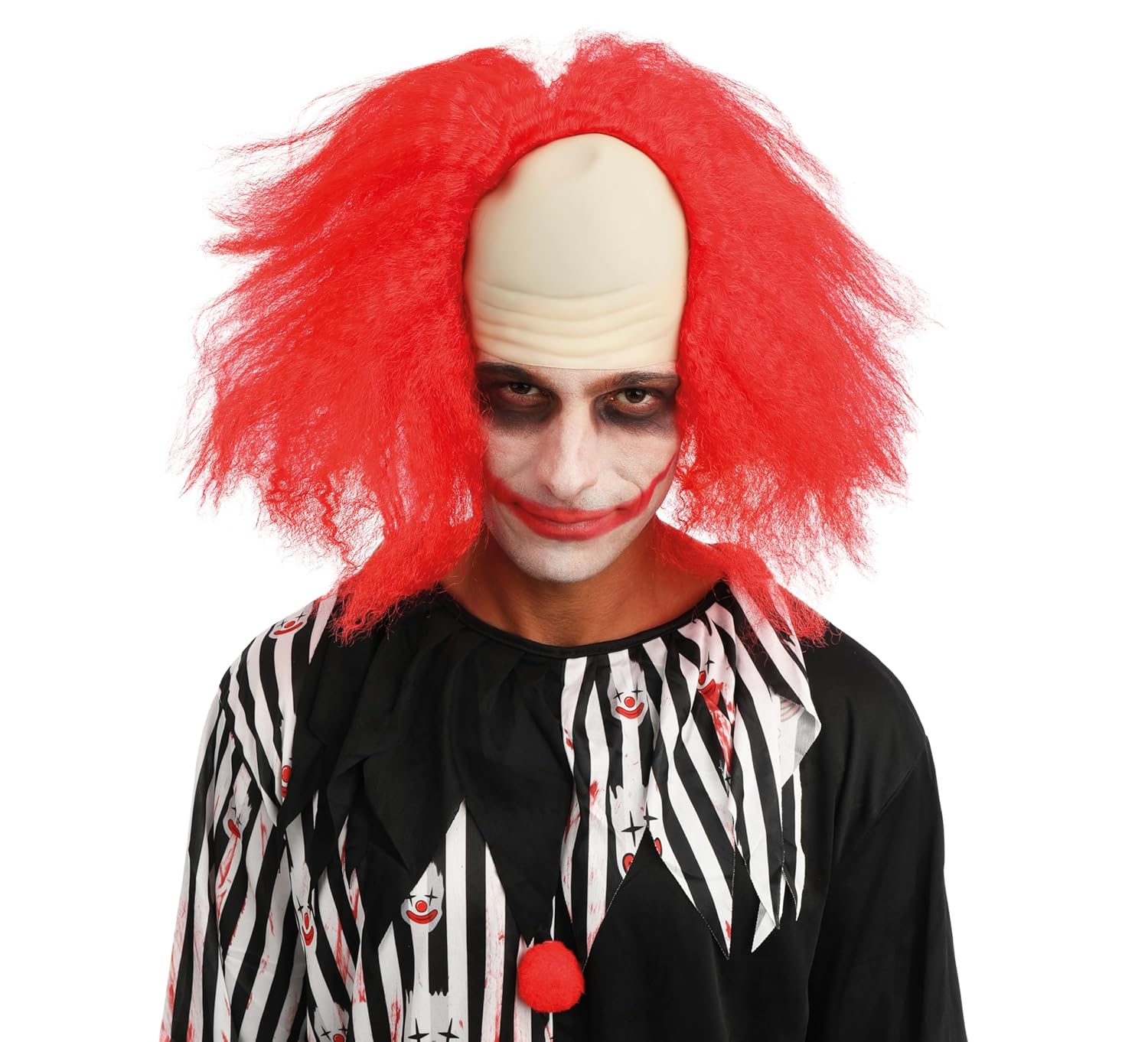 P'TIT CLOWN - 85130 - Perruque Clown Dégarni - Rouge - Cheveux Synthétiques - Parfaite pour Compléter Déguisement d'halloween, Carnaval, Fêtes Costumées et Évènements à Thème - Sans Colle