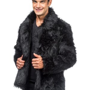 Alternative view of CHAKS — Manteau court en fausse fourrure noire adulte
