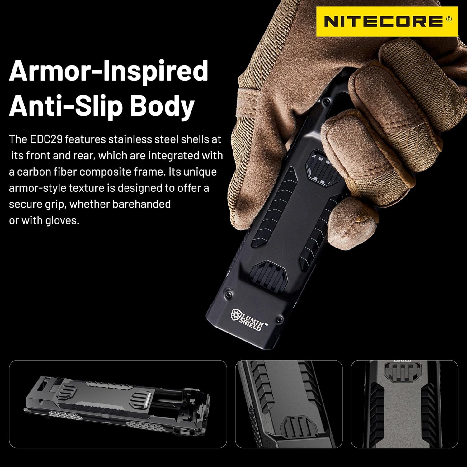 Nitecore EDC29 Lampe torche EDC ultra fine haute performance 6500 lumens avec porte-clés rétractable, Noir – Image 5