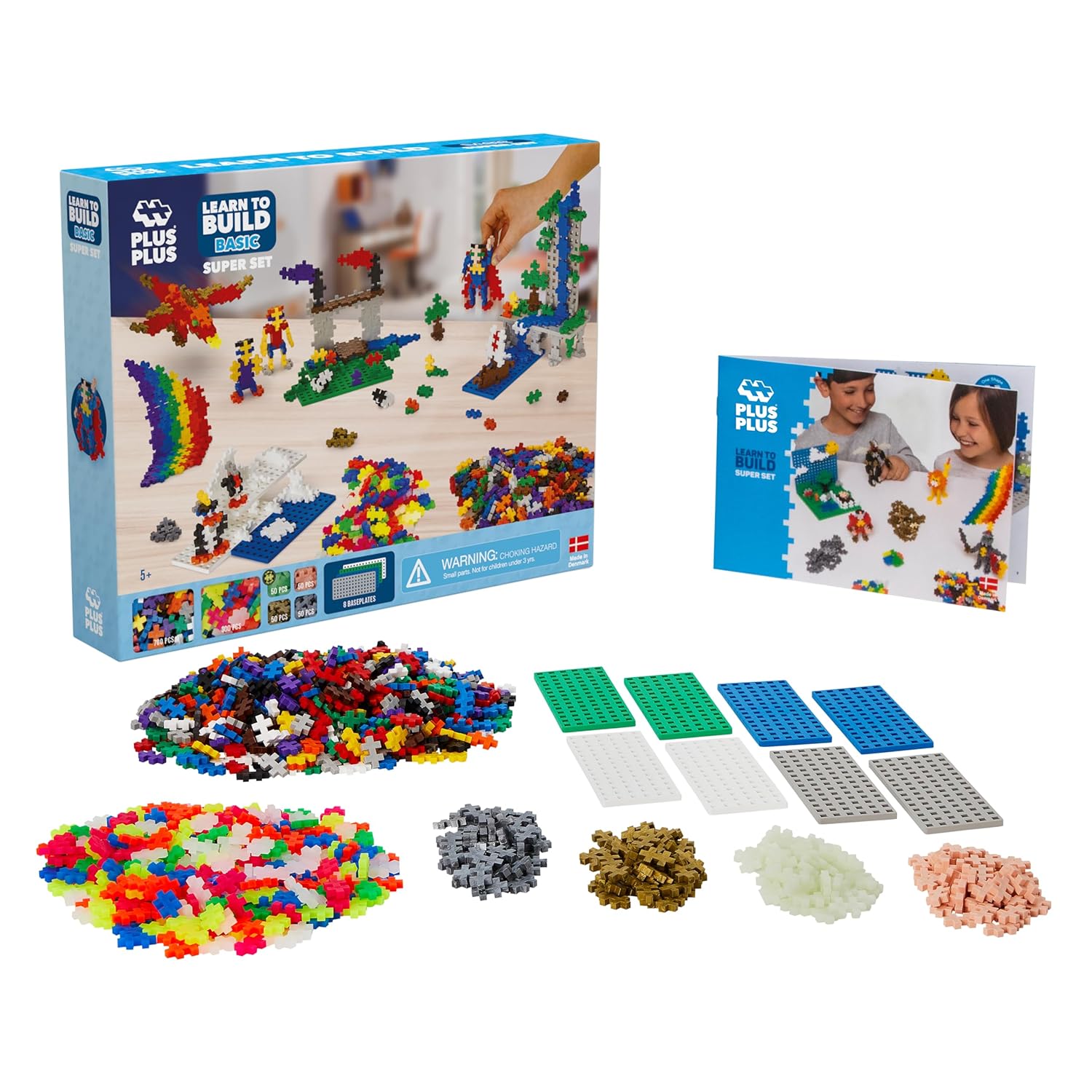 PLUS PLUS - Kit Découverte - Jeu de Construction de 1200 pièces Basic et Fluo/Néon Multicolores - Jeu Éducatif pour Enfant dès 3 ans - Développe la Créativité - Pour Fille et Garçon