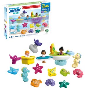 PLAYMOBIL JUNIOR & Tinti | Calendrier de l'Avent coloré pour le bain | Des surprises quotidiennes pour les enfants à partir de 1 an | Cadeau de Noël parfait | 71777