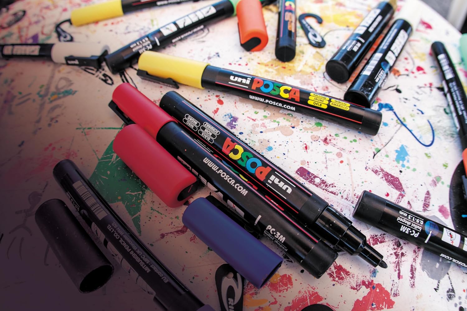 POSCA Mitsubishi Pencil - 5 Marqueurs Noirs PC5M - Pointe Conique Pointe Moyenne - Marqueur Peinture à Base d'Eau - Tout Support - Pour Papier, Textile, Verre, Galet, Bois, etc. – Image 7