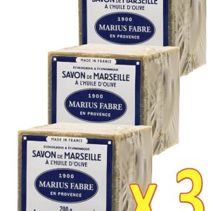 Marius Fabre Lot de 3 cubes de 200 g de savon de Marseille à l'huile d'olive