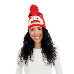 P'TIT CLOWN - Bonnet de Noël Adulte Lumineux - Clignotant - Adulte, Unisexe - Pour Compléter Costume Fête de Fin d'Année, Christmas, Ski - Acrylique - Taille Unique - Piles Incluses (Rouge)
