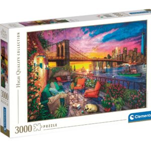 Clementoni | Puzzle Manhattan Balcony Sunset 3000 Pièces Adultes 10 Ans+ | 118,4x84,5 cm | Panorama New York Décoratif | Activité Détente Loisir Créatif | Éco-Conçu | Idée Cadeau Jeu de Societé