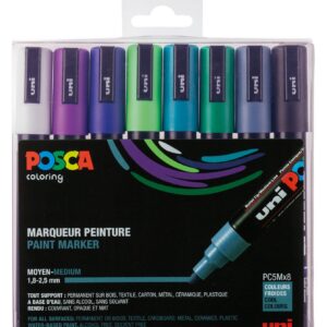POSCA PC-5M — Set de 8 Marqueurs Couleurs Froides
