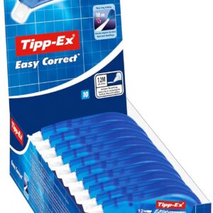 Tipp-Ex Easy Correct - Rubans Correcteurs de 12 m x 4,2 mm avec système de correction latérale, Boîte de 10