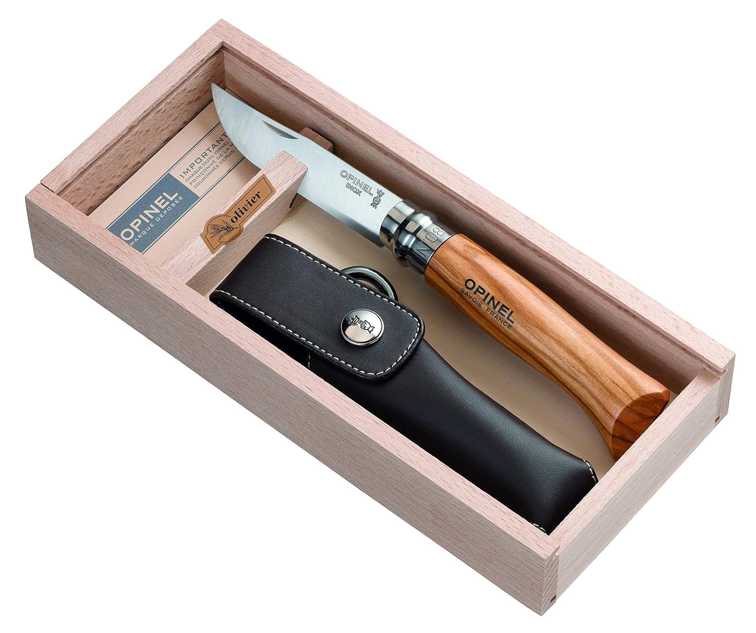 OPINEL N°08 Olivier — Couteau de poche avec étui – Image 3