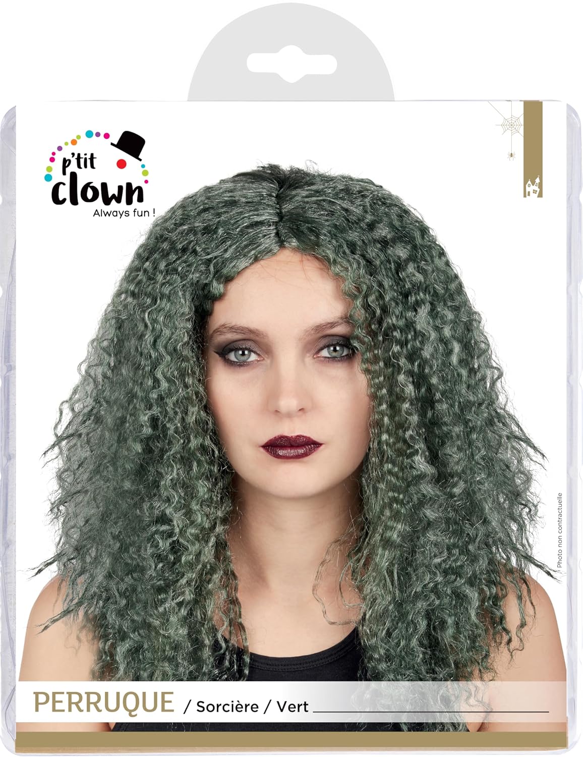 P'TIT CLOWN — Perruque Sorcière Femme verte – Image 3