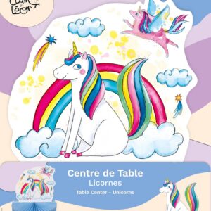 Alternative view of CAM ET LEON — Centre de table Licornes multicolore